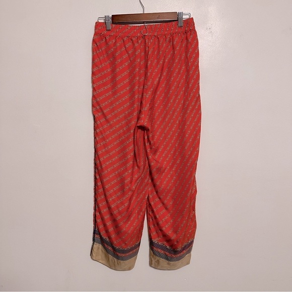 J. Crew Collection Chain Silk Pull-on Cropped Pant Size 4 Red Gold - Picture 6 of 8
